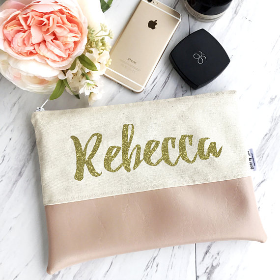 Bridesmaid gift ideas personalized makeup bag