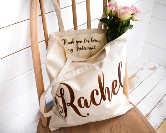 Bridesmaid gift ideas personalized tote bag 