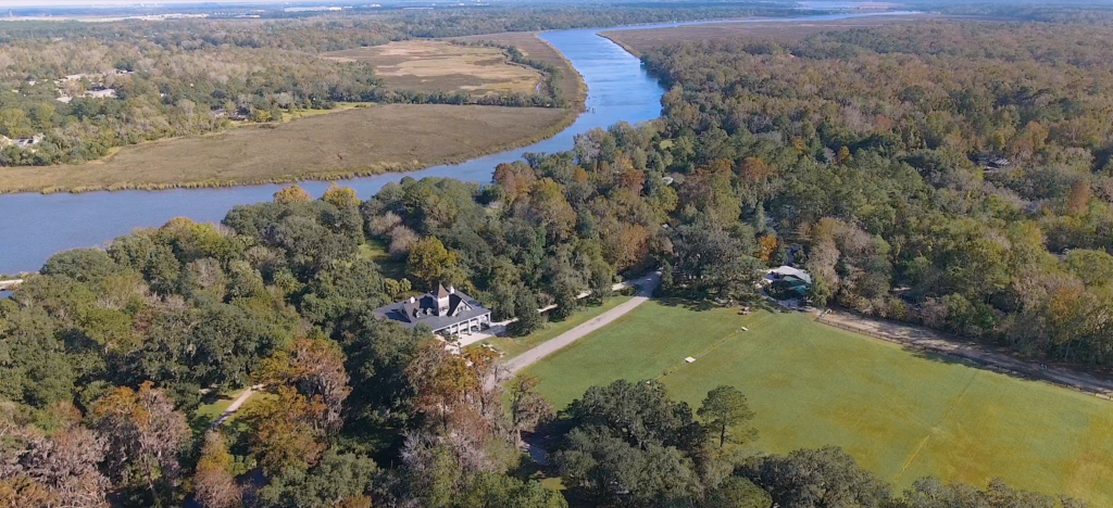 Drone Shot of Manor House at Magnolia Plantation